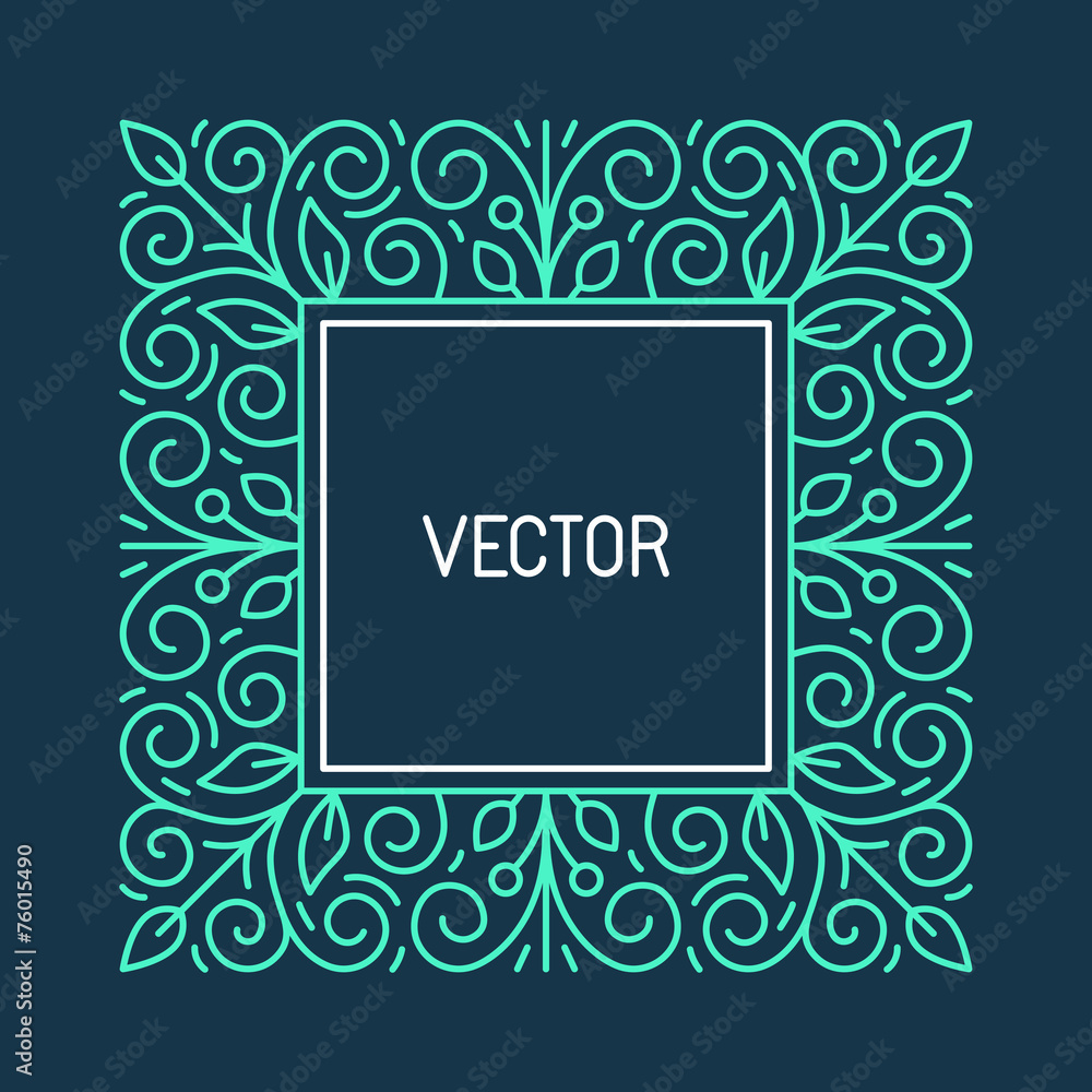 Poster vector floral frame with in line style