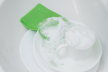 white plates and cup