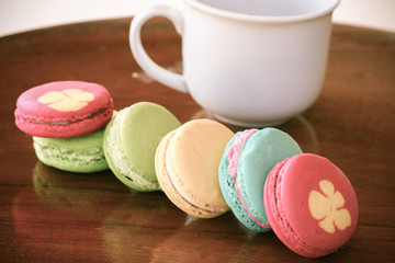 Macarons set with vintage pictures style or sweet pictures style