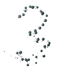 Digit made with multiple paint spills