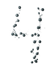 Digit made with multiple paint spills