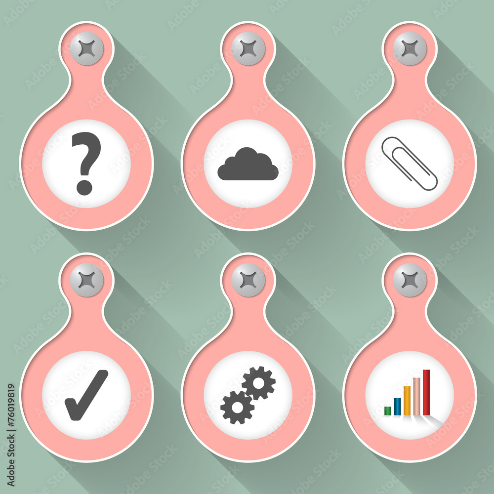 Poster set of six vector objects and symbols
