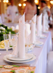 Serving a festive table in restaurant