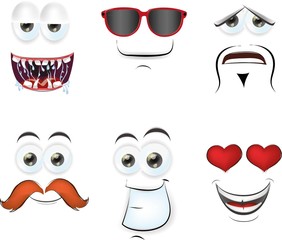 Мультфильм лица с эмоциями