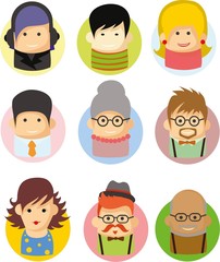 Набор милые значки аватары