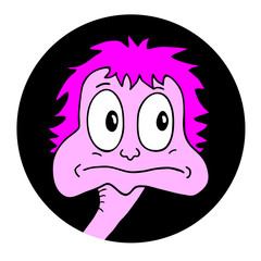 Funny pink monster face