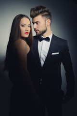 Sexy passion couple in love. Portrait of beautiful young man and