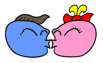Funny charactesr kissing