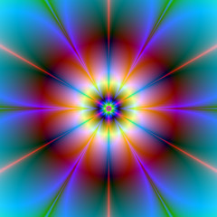 Six Petal Flower in Red and Blue