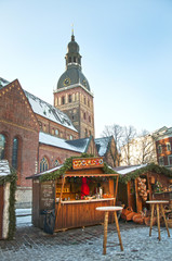 Fototapeta na wymiar Christmas Market in Riga, Dome Square