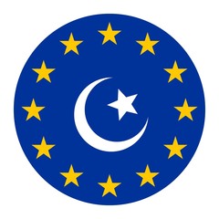 Croissant islamique dans un drapeau européen