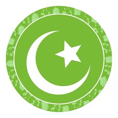 Croissant islamique dans un panneau vert