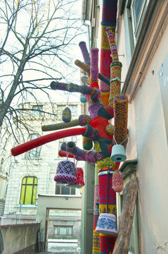 knitted wool sweaters on the street
