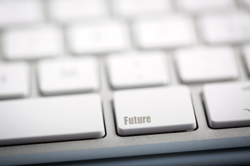 The word "FUTURE" written on keyboard.