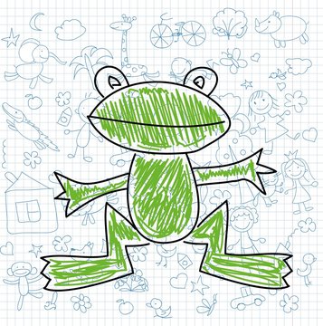 Детские рисунки каракули лягушки