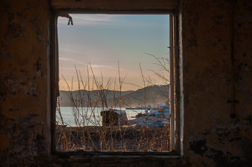 Spring Listvtanka city on Baykal lake