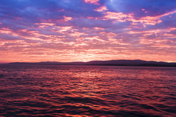 Idylic sunset in Dardanelle strait, Turkey