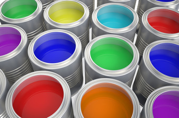 Cans with color paint