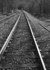 Fototapeta na wymiar Railroad tracks black and white