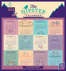 2015 hipster calendar with bicycles