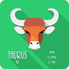 Zodiac sign Taurus icon flat design