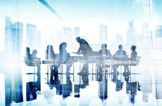 Business People Silhouette Conference Brainstorming Concept