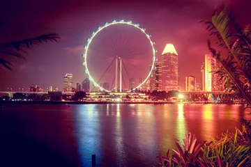 Cercles muraux Ville sur leau Singapore at night