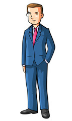 Business man Using Coat Cartoon Illustration