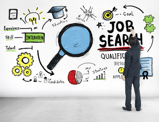 Businessman writing Job Search Application Qualification Concept