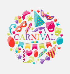 Festive banner with carnival colorful icons