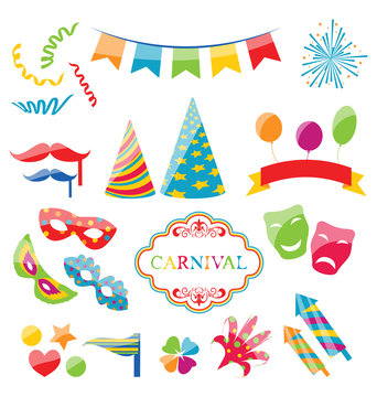 Set colorful objects of carnival, party, birthday
