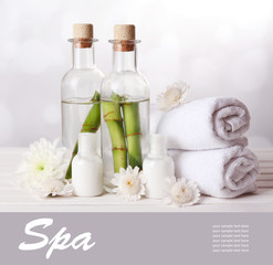 Spa setting on wooden table