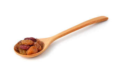 Dried raisins on a white background
