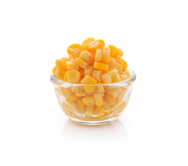 Sweet whole kernel corn on white background