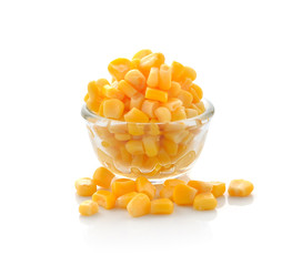 Sweet whole kernel corn on white background