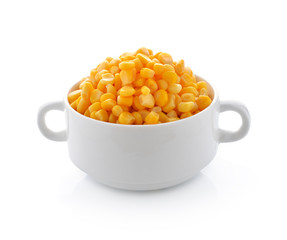 corn in bowl isolated on white