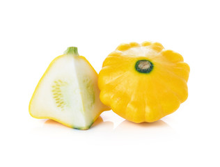 Yellow zucchini squash isolated on white background