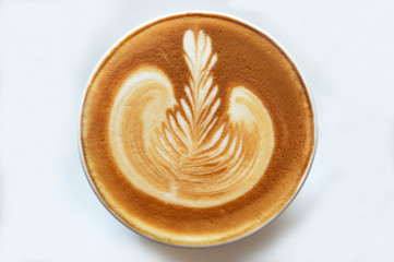 close up of cup of latte art coffee