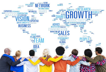 Global Business People Togetherness Rear View Growth Concept