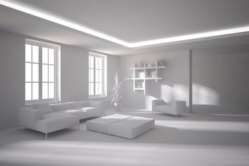 grey 3d interior design