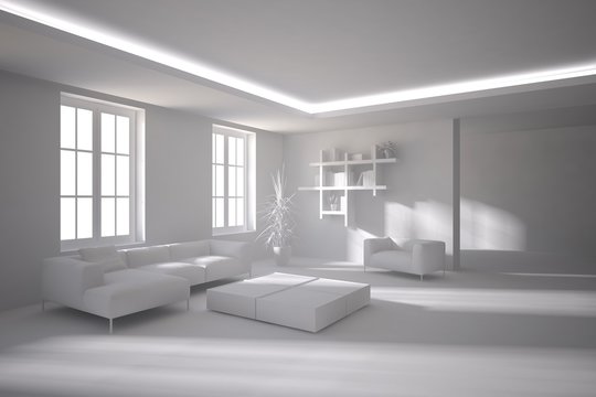 grey 3d interior design