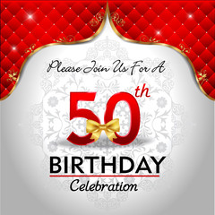 celebrating 50 years birthday, Golden red royal background
