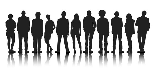 Silhouettes Group of People in a Row