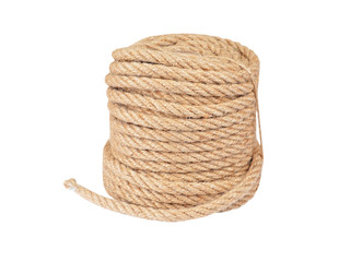 Obraz premium Natural fiber manila rope, isolated on white background