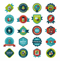 Wedding badge banner flat design background set, eps10