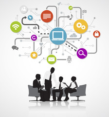 Vector Business People Discussing Social Media Concept