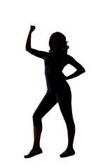 Silhouette of young Asian woman pose