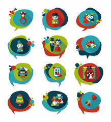 Wedding speech bubble flat design background set, eps10