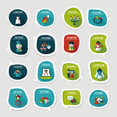 Wedding speech bubble flat design background set, eps10