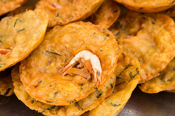 Fried prawn fritters or commonly known as Cucur Udang